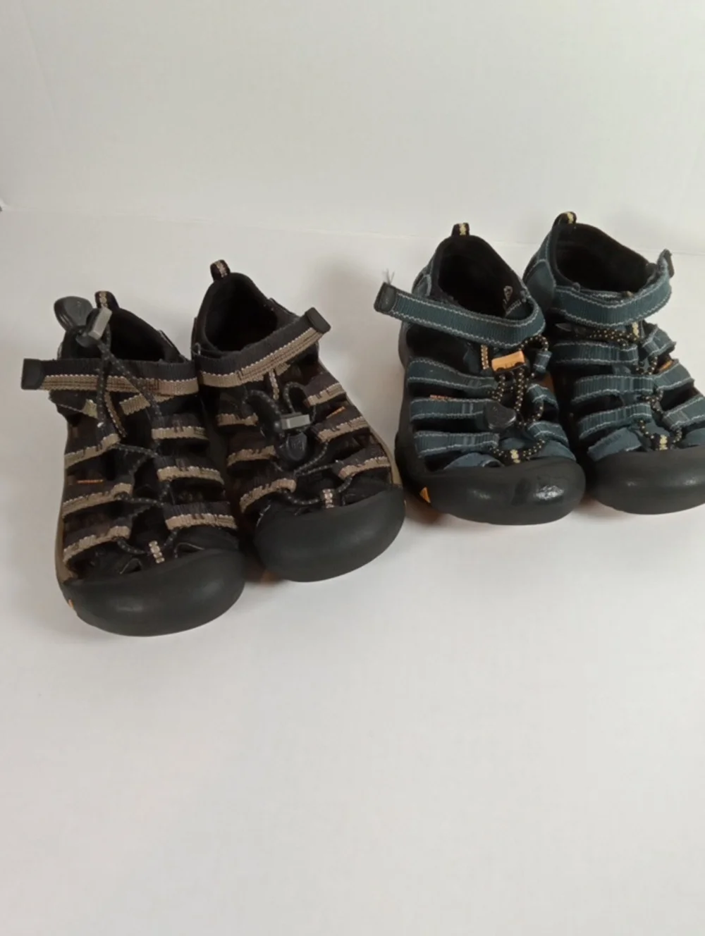 Keens Two Pairs Water Shoes Hiking Outdoors Kids Size 12 Blue N Brown